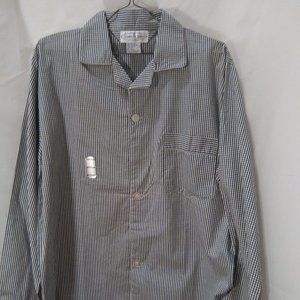 Comfort Zone Men's Pajama Top Button Up Color Gray/White Stripe Size Med…